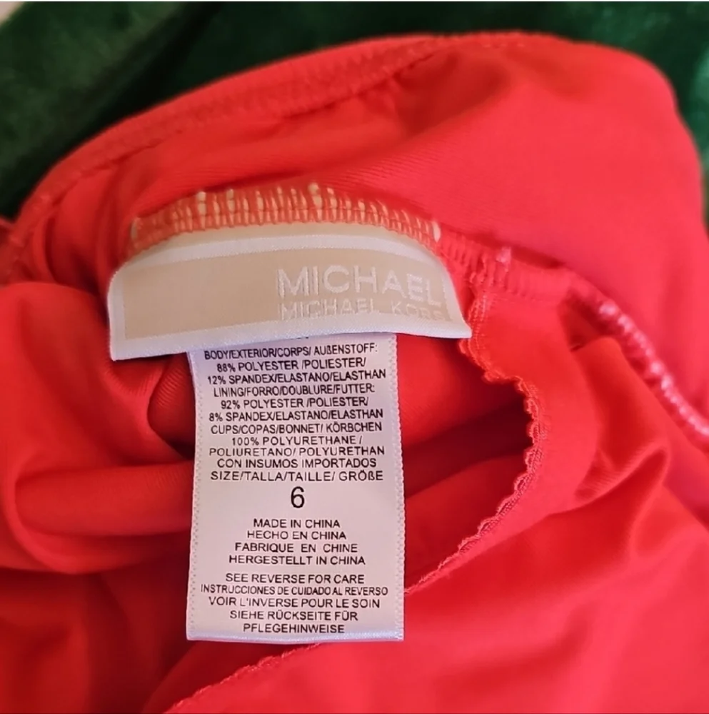 COPY: NWOT MICHAEL Michael Kors Coral Color One-Piece Swimsuit Size 6 - Picture 6 of 8